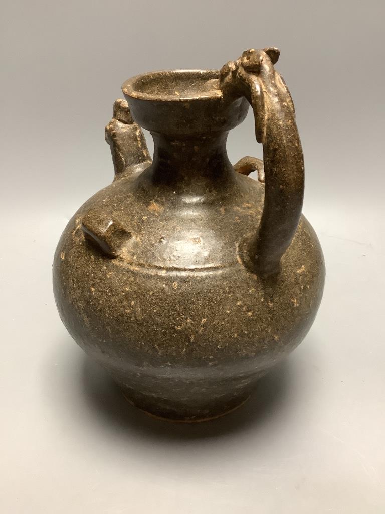 A Chinese black glazed ewer, height 24cm